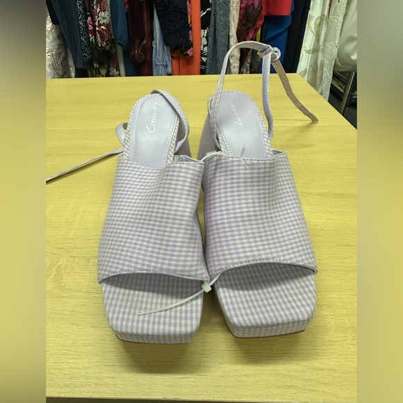 Circus NY Women’s Miranda Lilac Checkered Platform Sandals Size 7.5 NWOT - Picture 1 of 5